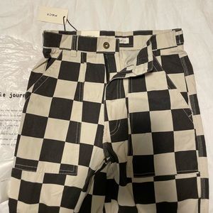 P & CO Fatigue wide leg checkered pant